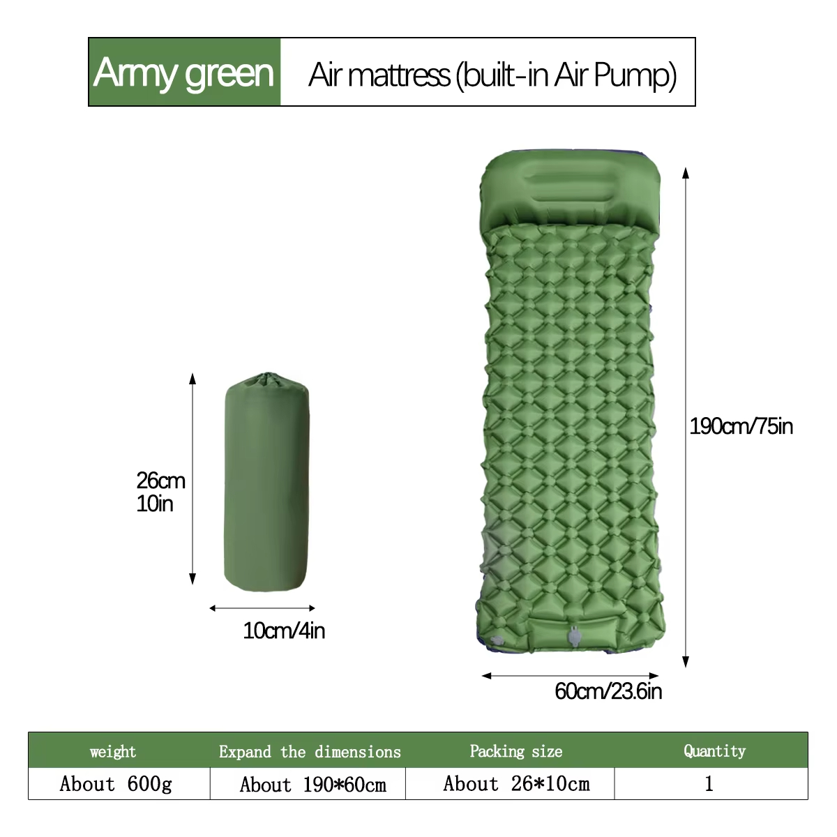 190*60cm Outdoor Camping Infla - огляд і ціна Outdoor Camp